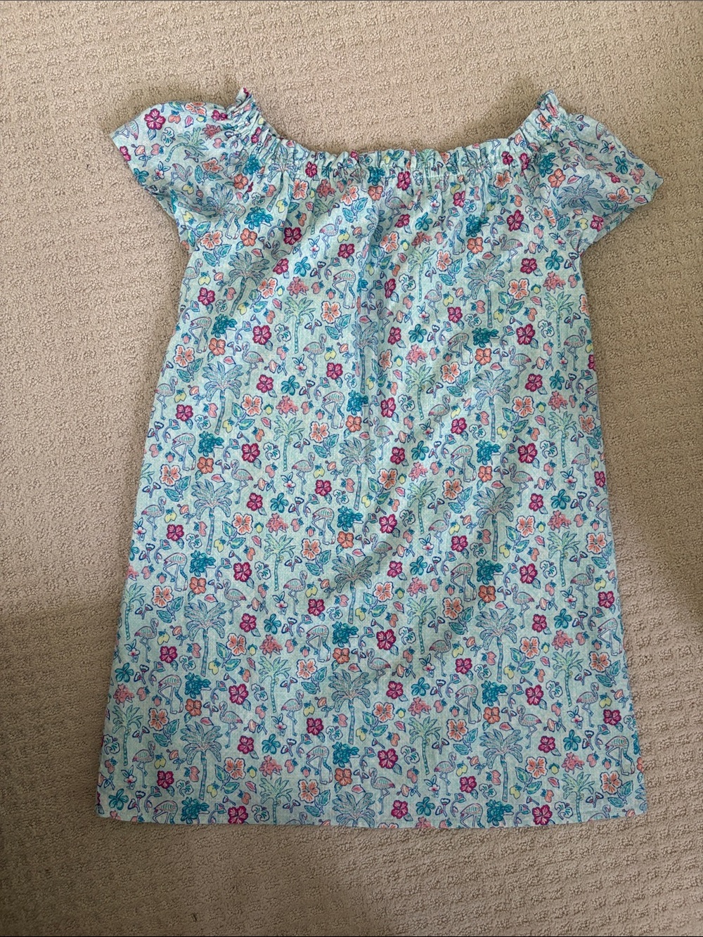 Vineyard Vines Girls Light Blue Floral Off-Shoulder Sundress